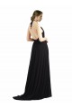 Low Back Oyster Silver Soft Chiffon Halter Neck Long Sleeveless Bridesmaid Dress Norwich