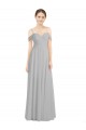 Low Back Silver Lxue Chiffon Off the Shoulder Long Sleeveless Bridesmaid Dress Norwich