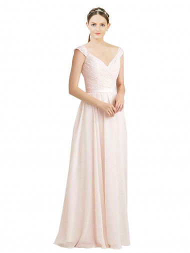 V-Back Soft Chiffon & Lace Sweetheart Long Sleeveless Bridesmaid Dress Norwich