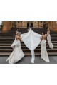 Low Back Soft Chiffon V-Neck Long Sleeveless Bridesmaid Dress Norwich
