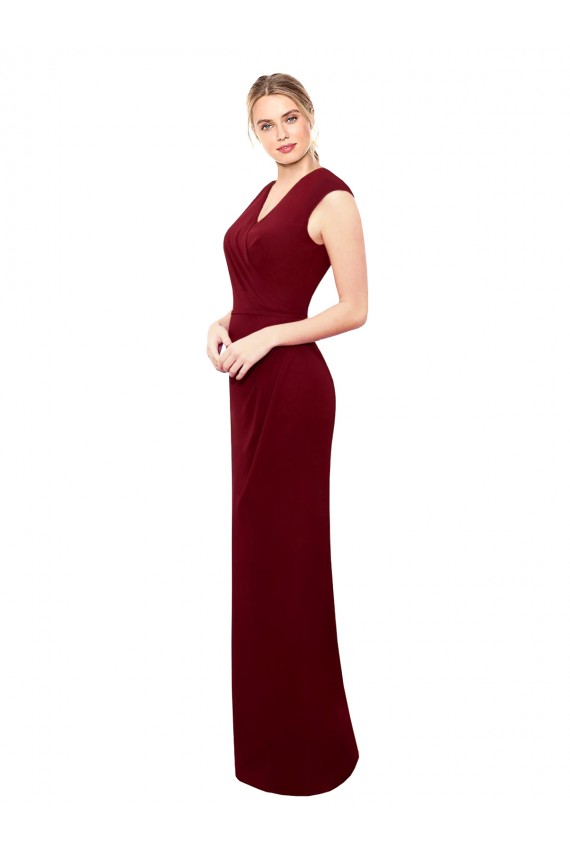 Keyhole Back Soft Chiffon V-Neck Long Sleeveless Prom Dress / Bridesmaid Dress Norwich