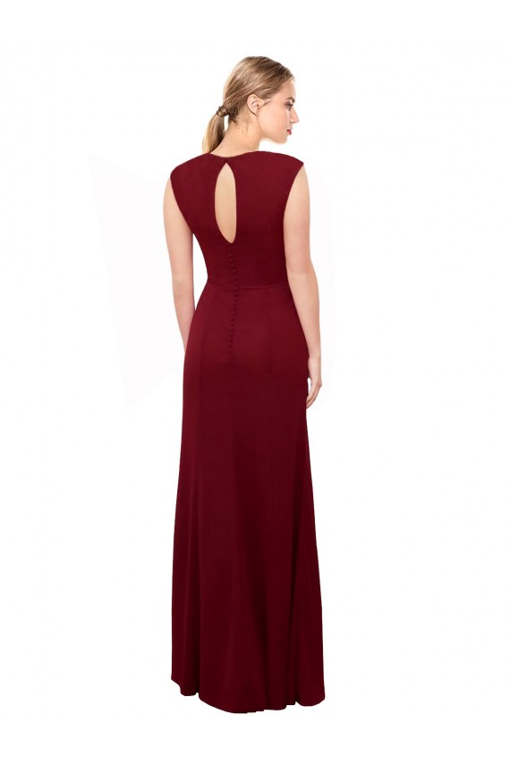 Keyhole Back Soft Chiffon V-Neck Long Sleeveless Prom Dress / Bridesmaid Dress Norwich