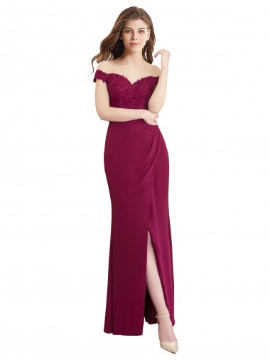 Soft Chiffon & Lace Off the Shoulder Long Sleeveless Bridesmaid Dress / Formal Dress Norwich