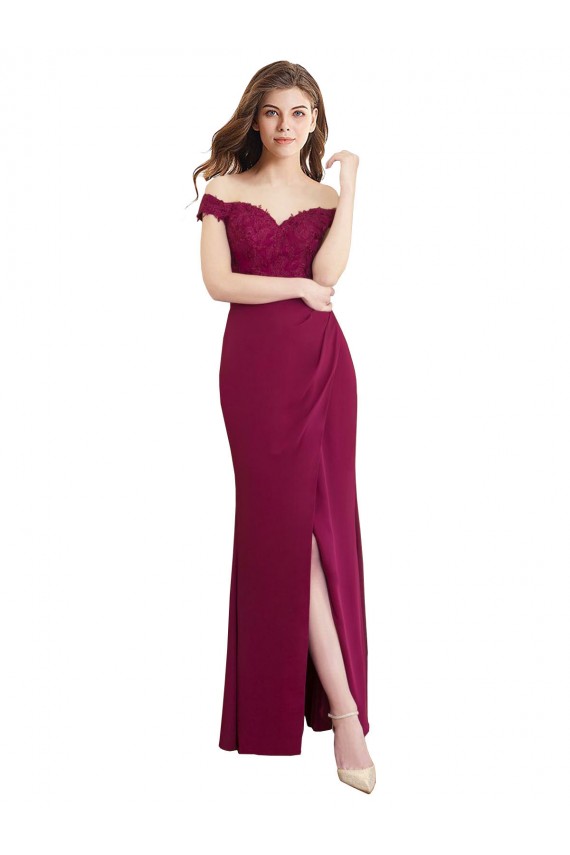 Soft Chiffon & Lace Off the Shoulder Long Sleeveless Bridesmaid Dress / Formal Dress Norwich