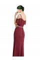 Low Back Burgundy Soft Chiffon Spaghetti Straps Long Cold Shoulder Bridesmaid Dress Norwich