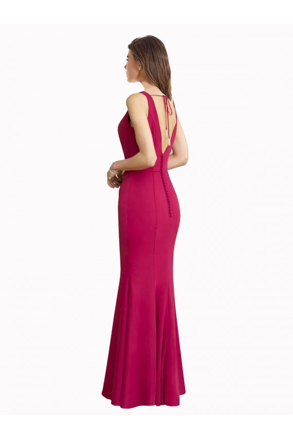 V-Back Red Soft Chiffon V-Neck Long Sleeveless Prom Dress / Bridesmaid Dress Norwich