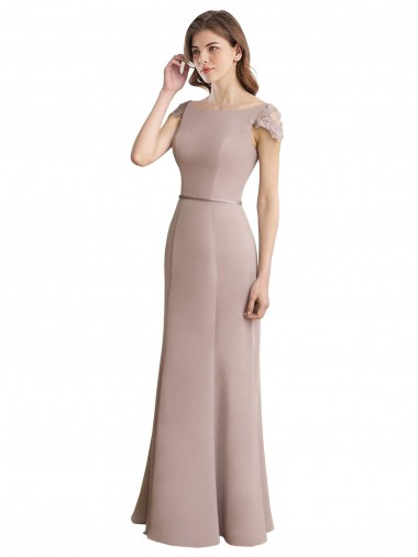 Soft Chiffon & Lace Scoop Neck Long Cap Sleeves Formal Dress / Bridesmaid Dress Norwich
