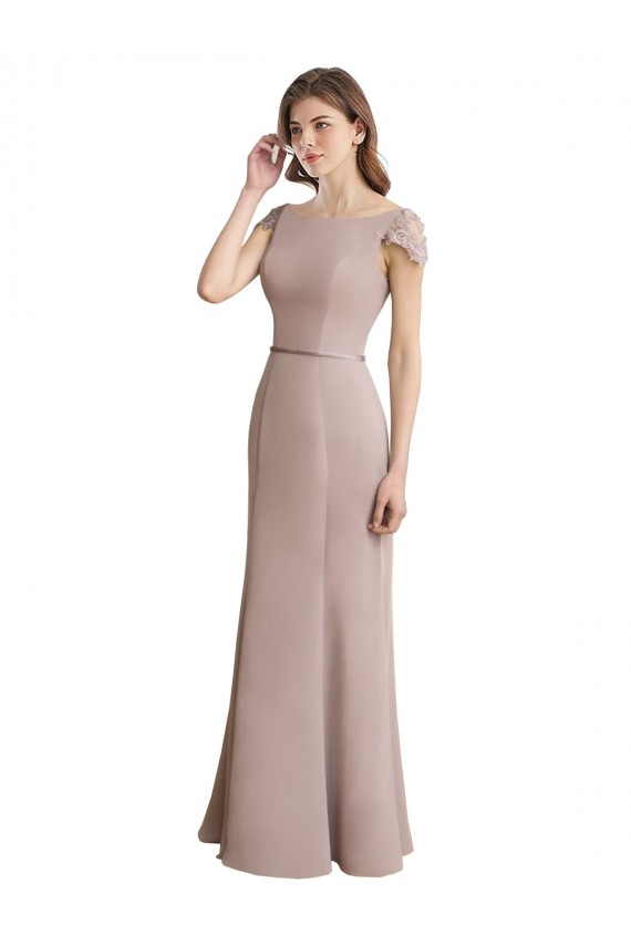 Soft Chiffon & Lace Scoop Neck Long Cap Sleeves Formal Dress / Bridesmaid Dress Norwich