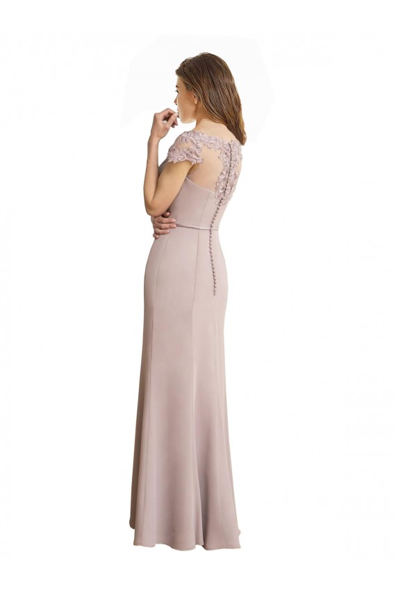 Soft Chiffon & Lace Scoop Neck Long Cap Sleeves Formal Dress / Bridesmaid Dress Norwich