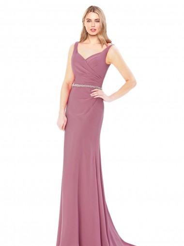 Low Back Soft Chiffon Sweetheart Long Sleeveless Prom Dress / Bridesmaid Dress Norwich