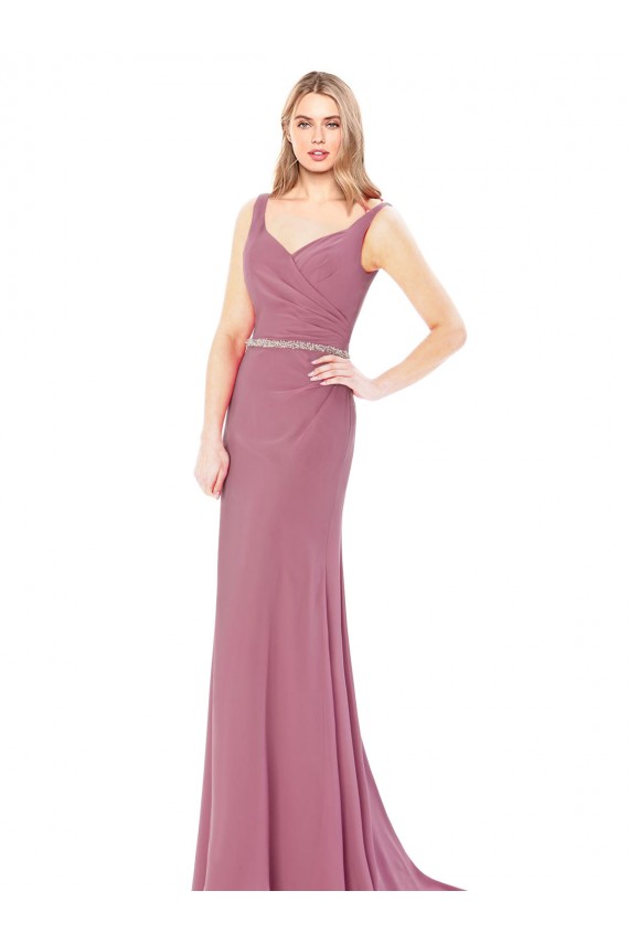 Low Back Soft Chiffon Sweetheart Long Sleeveless Prom Dress / Bridesmaid Dress Norwich