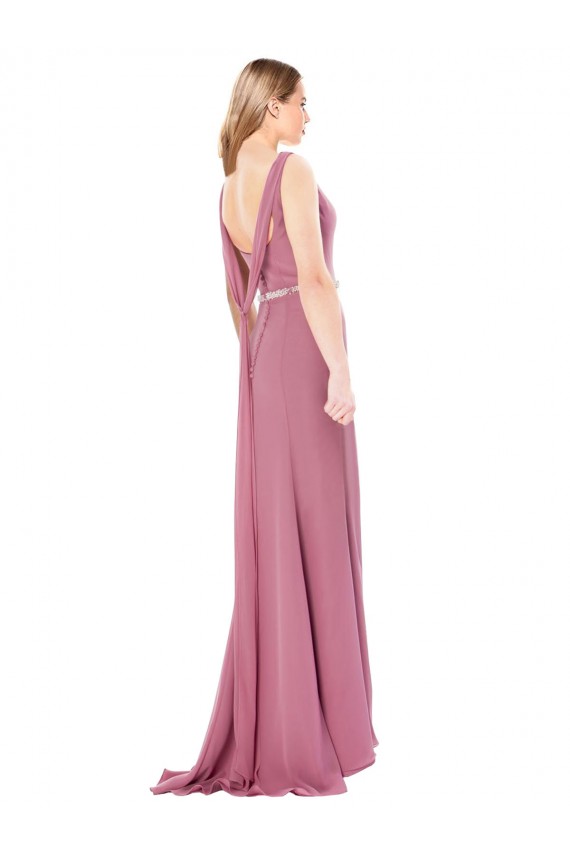 Low Back Soft Chiffon Sweetheart Long Sleeveless Prom Dress / Bridesmaid Dress Norwich