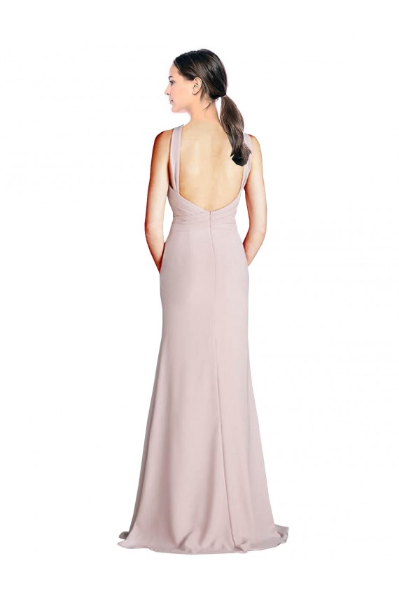 Open Back Sheath Soft Chiffon Halter Neck Long Sleeveless Bridesmaid Dress Norwich