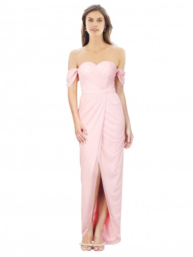 Soft Chiffon Off the Shoulder Sleeveless High Low Bridesmaid Dress Norwich