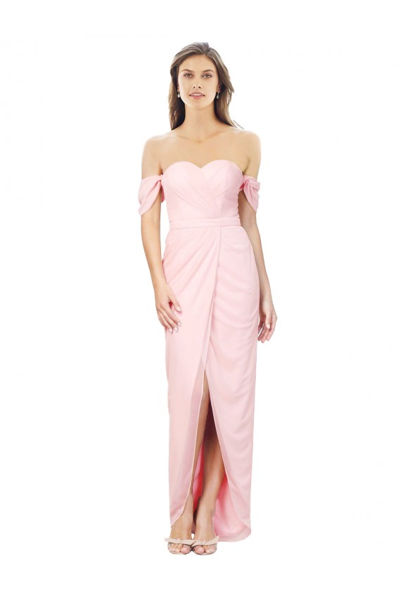 Soft Chiffon Off the Shoulder Sleeveless High Low Bridesmaid Dress Norwich
