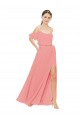 Watermelon Soft Chiffon Off the Shoulder Long Sleeveless Bridesmaid Dress Norwich