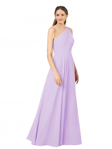 Lilac Soft Chiffon One Shoulder Long Sleeveless Formal Evening Gown / Bridesmaid Dress Norwich