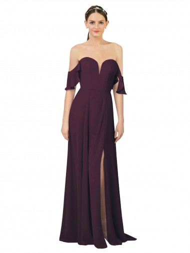 Soft Chiffon Sweetheart Long Cold Shoulder Formal Dress / Bridesmaid Dress Norwich
