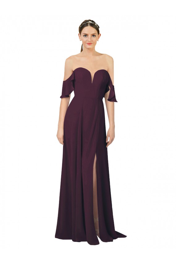 Soft Chiffon Sweetheart Long Cold Shoulder Formal Dress / Bridesmaid Dress Norwich