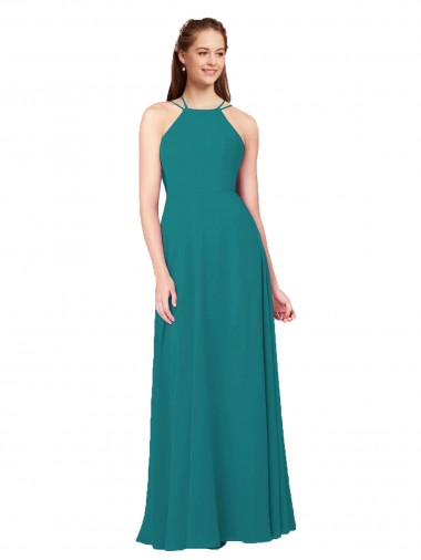 Open Back Soft Chiffon High Neck Long Sleeveless Bridesmaid Dress Norwich