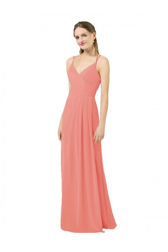 Keyhole Back Desert Rose Soft Chiffon V-Neck Long Sleeveless Bridesmaid Dress Norwich