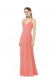 Keyhole Back Desert Rose Soft Chiffon V-Neck Long Sleeveless Bridesmaid Dress Norwich