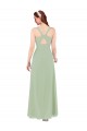 Keyhole Back Smoke Green Soft Chiffon V-Neck Long Sleeveless Bridesmaid Dress Norwich