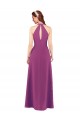 Keyhole Back Wild Berry Soft Chiffon V-Neck Long Sleeveless Bridesmaid Dress Norwich