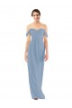 Dusty Blue Soft Chiffon Off the Shoulder Long Sleeveless Bridesmaid Dress Norwich