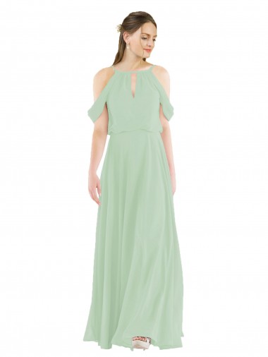 Sheath Soft Chiffon Off the Shoulder Long Sleeveless Bridesmaid Dress Norwich