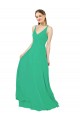 Open Back Emerald Green Soft Chiffon V-Neck Long Sleeveless Bridesmaid Dress Norwich