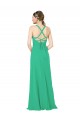 Open Back Emerald Green Soft Chiffon V-Neck Long Sleeveless Bridesmaid Dress Norwich