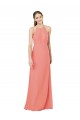 Keyhole Back Desert Rose Soft Chiffon Halter Neck Long Sleeveless Bridesmaid Dress Norwich