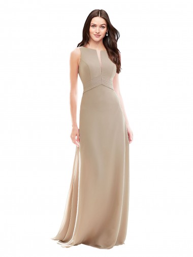 Champagne Soft Chiffon High Neck Long Sleeveless Bridesmaid Dress Norwich