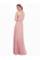 Keyhole Back Bliss Pink Soft Chiffon Halter Neck Long Sleeveless Bridesmaid Dress Norwich