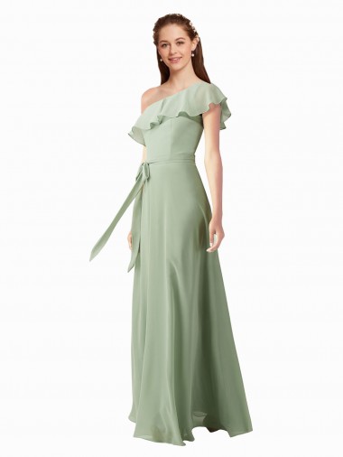 Soft Chiffon One Shoulder Long Flutter Sleeves Bridesmaid Dress Norwich
