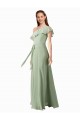 Soft Chiffon One Shoulder Long Flutter Sleeves Bridesmaid Dress Norwich