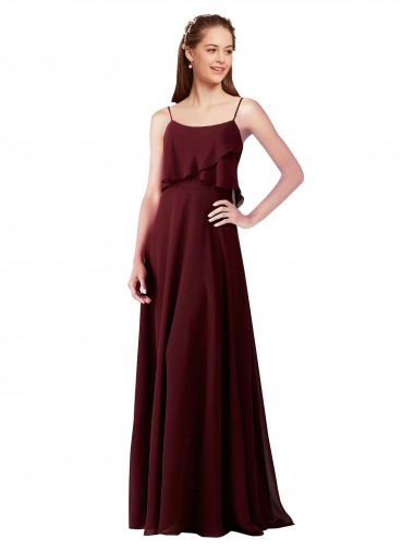 Chiffon Spaghetti Straps Long Sleeveless Bridesmaid Gowns Norwich