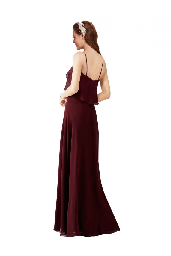 Chiffon Spaghetti Straps Long Sleeveless Bridesmaid Gowns Norwich