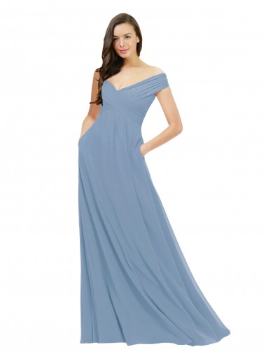 Chiffon Off the Shoulder Long Sleeveless Bridesmaid Dress / Evening Gowns Norwich