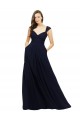 Dark Navy Chiffon Sweetheart Long Sleeveless Bridesmaid Gowns Norwich