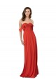 V-Back Red Soft Chiffon Sweetheart Long Sleeveless Bridesmaid Dress Norwich