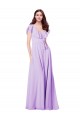 V-Back Lilac Soft Chiffon V-Neck Long Cap Sleeves Bridesmaid Dress / Formal Dress Norwich
