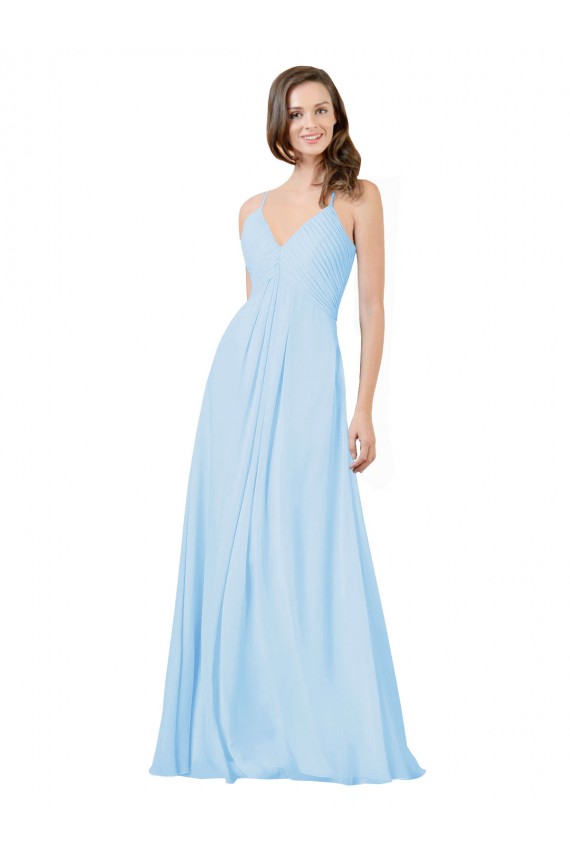 Keyhole Back Chiffon Spaghetti Straps Long Sleeveless Formal Dress / Bridesmaid Dress Norwich