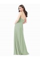 Smoke Green Soft Chiffon Spaghetti Straps Long Sleeveless Bridesmaid Dress Norwich
