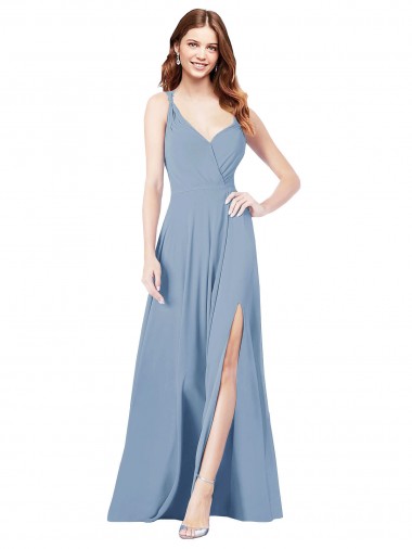 Keyhole Back Soft Chiffon Spaghetti Straps Long Sleeveless Formal Dress / Bridesmaid Dress Norwich
