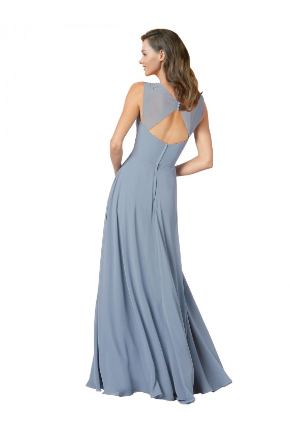 Keyhole Back Soft Chiffon Spaghetti Straps Long Sleeveless Formal Dress / Bridesmaid Dress Norwich