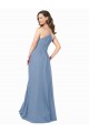Open Back Dusty Blue Chiffon V-Neck Long Sleeveless Bridesmaid Dress / Evening Dress Norwich