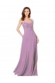 Dark Lavender Soft Chiffon & Lace Spaghetti Straps Long Sleeveless Bridesmaid Dress Norwich