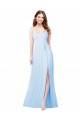 Light Sky Blue Soft Chiffon Spaghetti Straps Long Sleeveless Bridesmaid Dress Norwich
